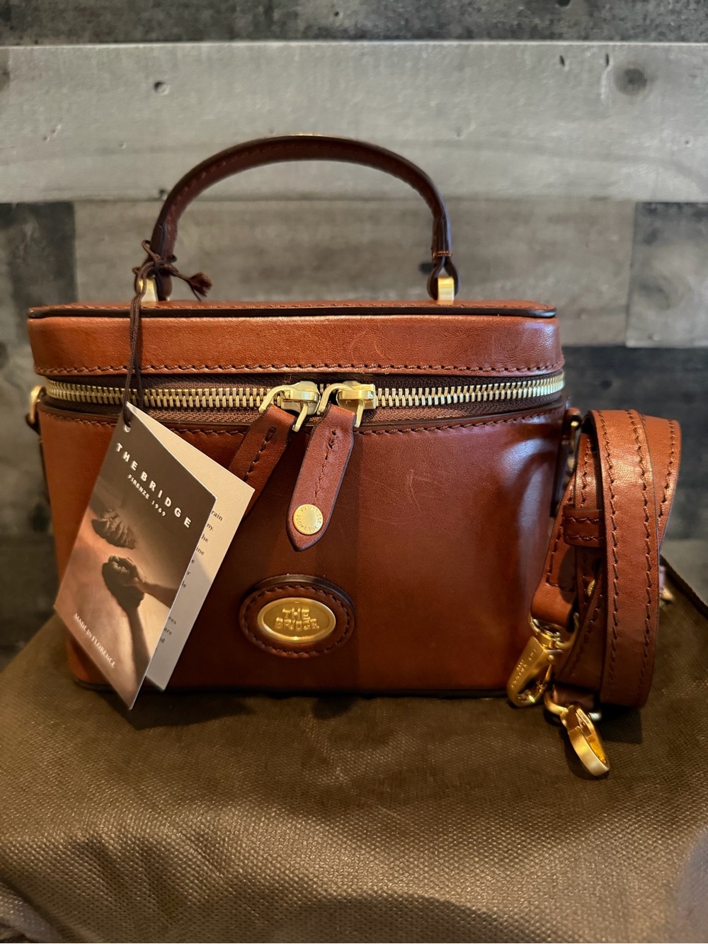 The Bridge Italian leather vanity case bag